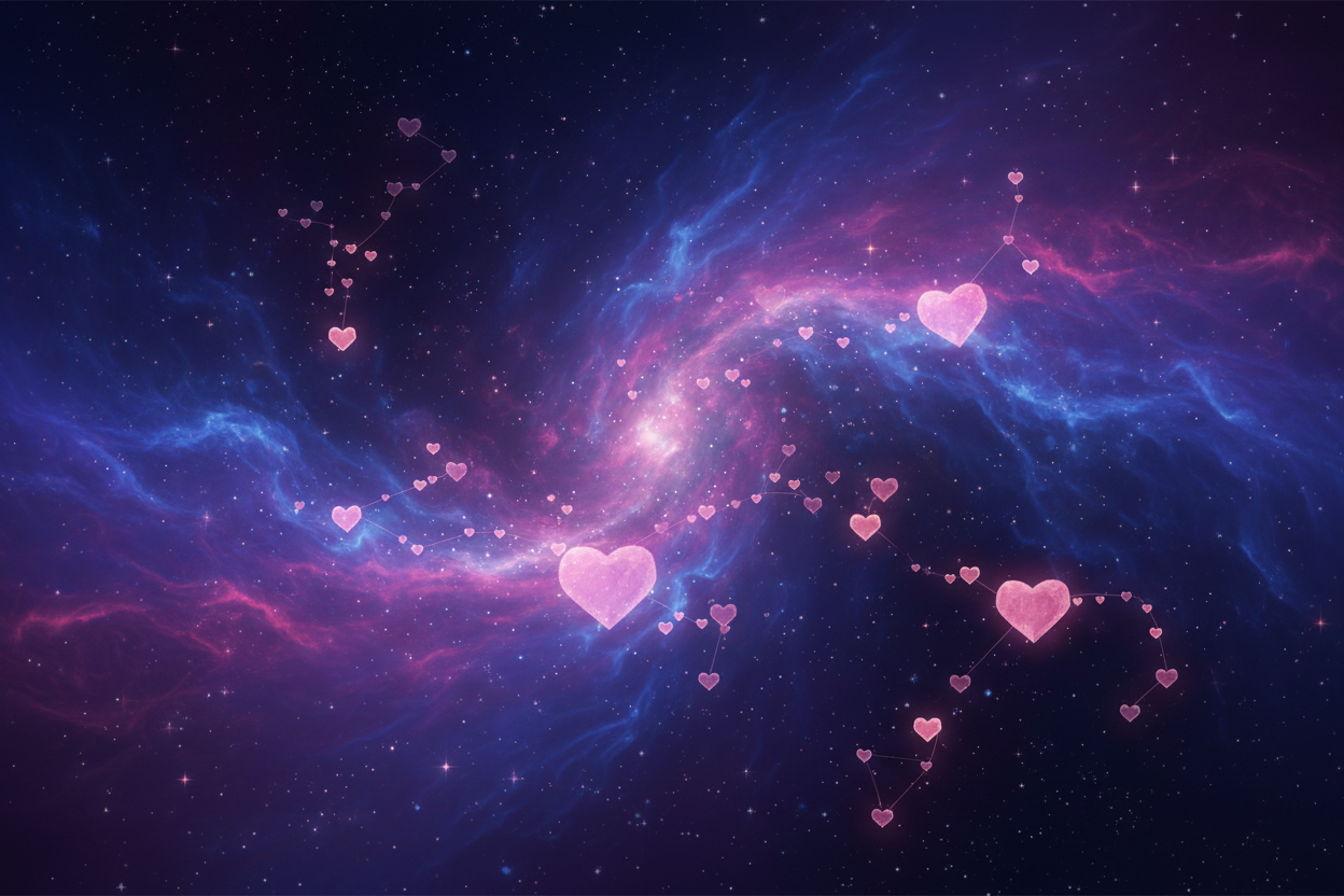 Galaxy with heart stars